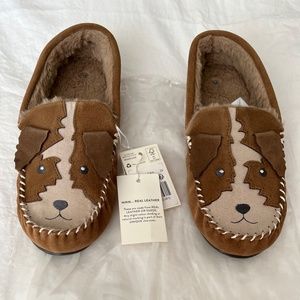 Mini Boden Tan Doggy Suede Slippers